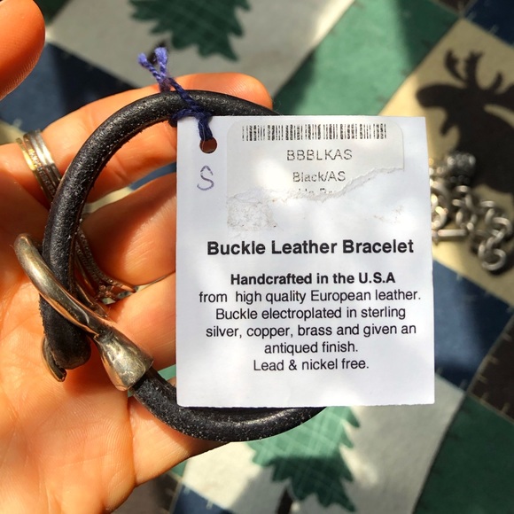 Black leather buckle bracelet NEW - Picture 7 of 8